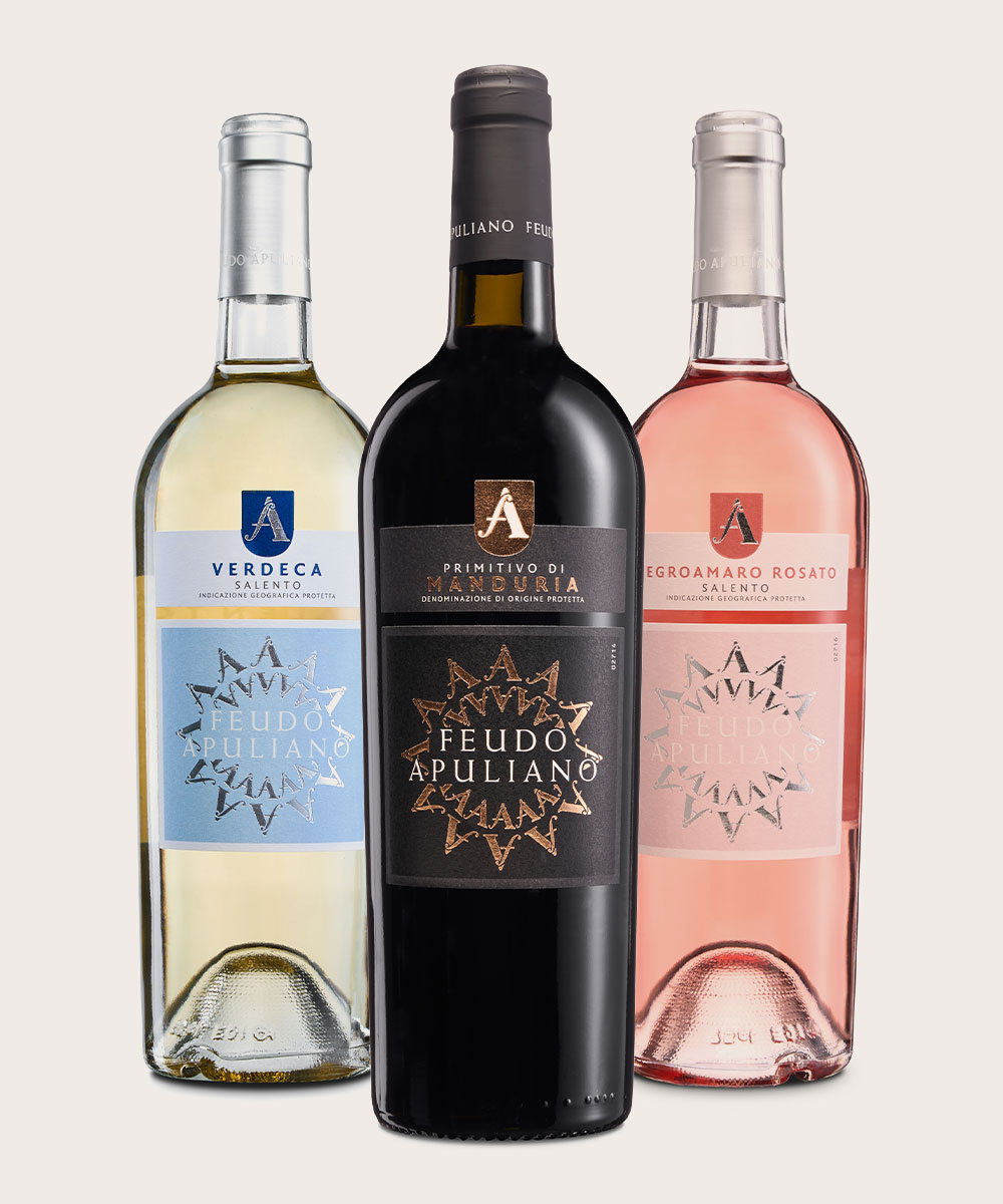3 bottiglie di vino feudo apuliano