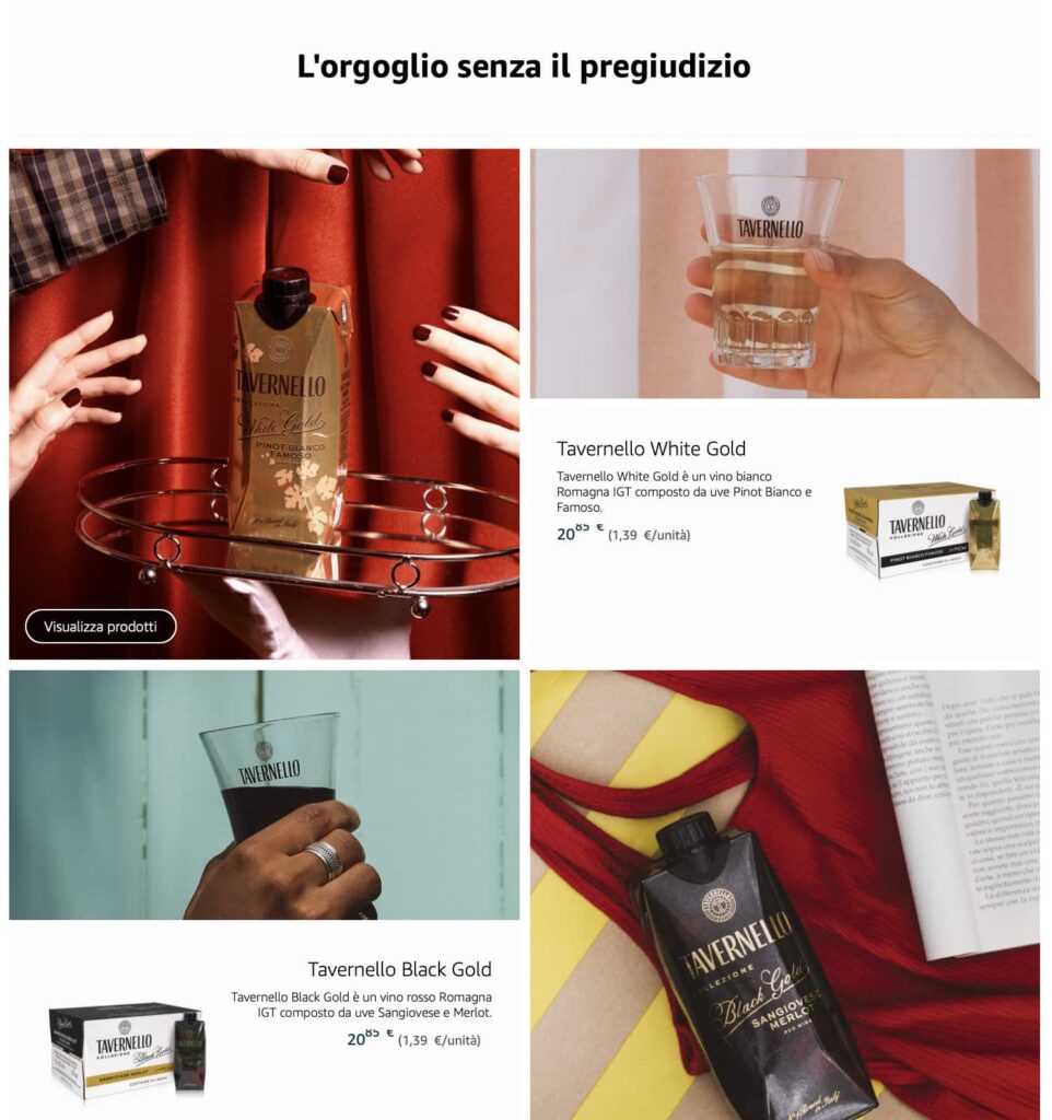 E-commerce vino, cresce lo store Amazon dedicato a Tavernello