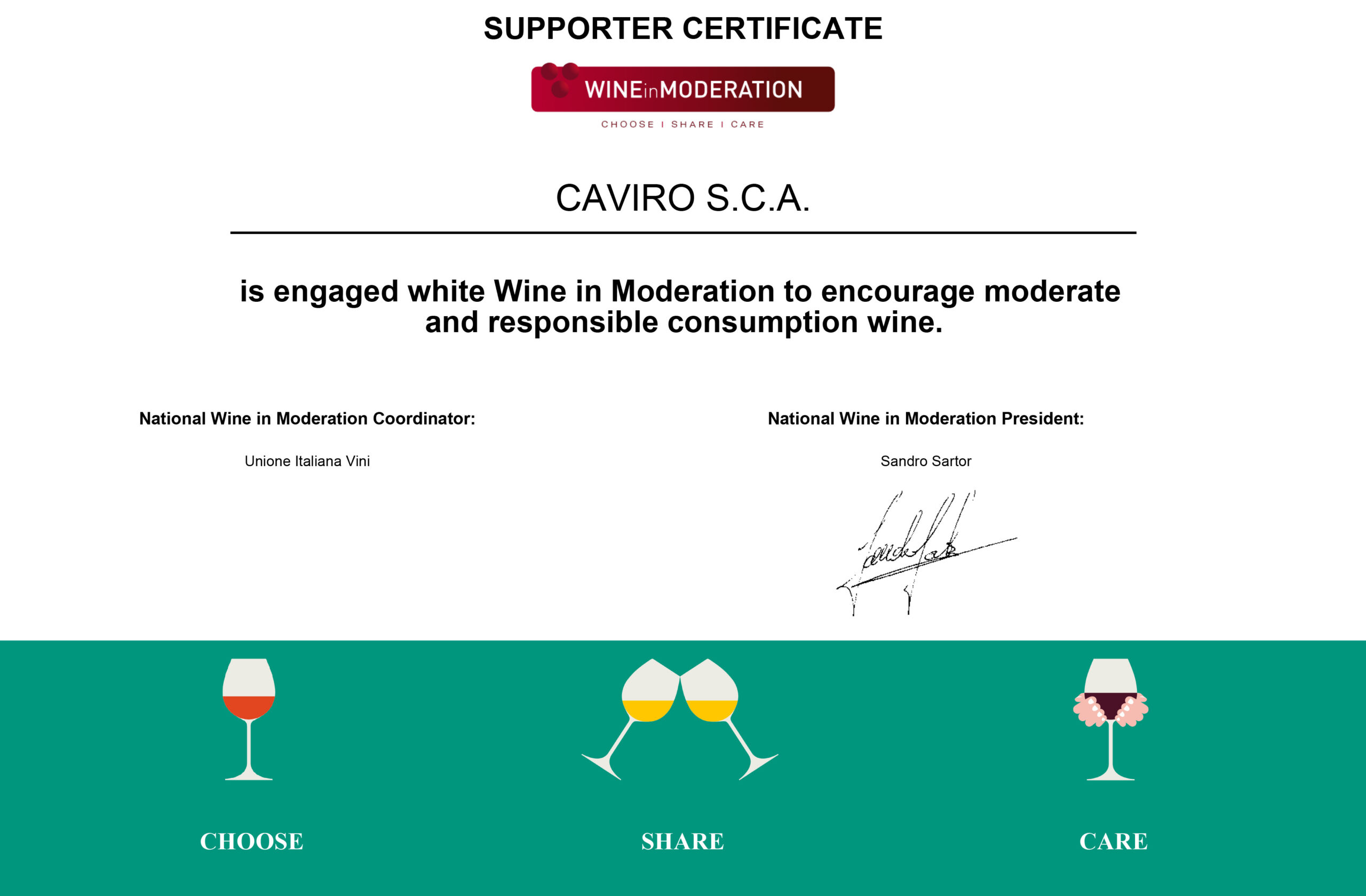 Il Gruppo Caviro aderisce a “Wine in moderation”